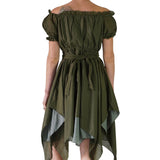 'Short Sleeve Gypsy Dress' - Fern Green - zootzu