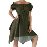 'Short Sleeve Gypsy Dress' - Fern Green - zootzu