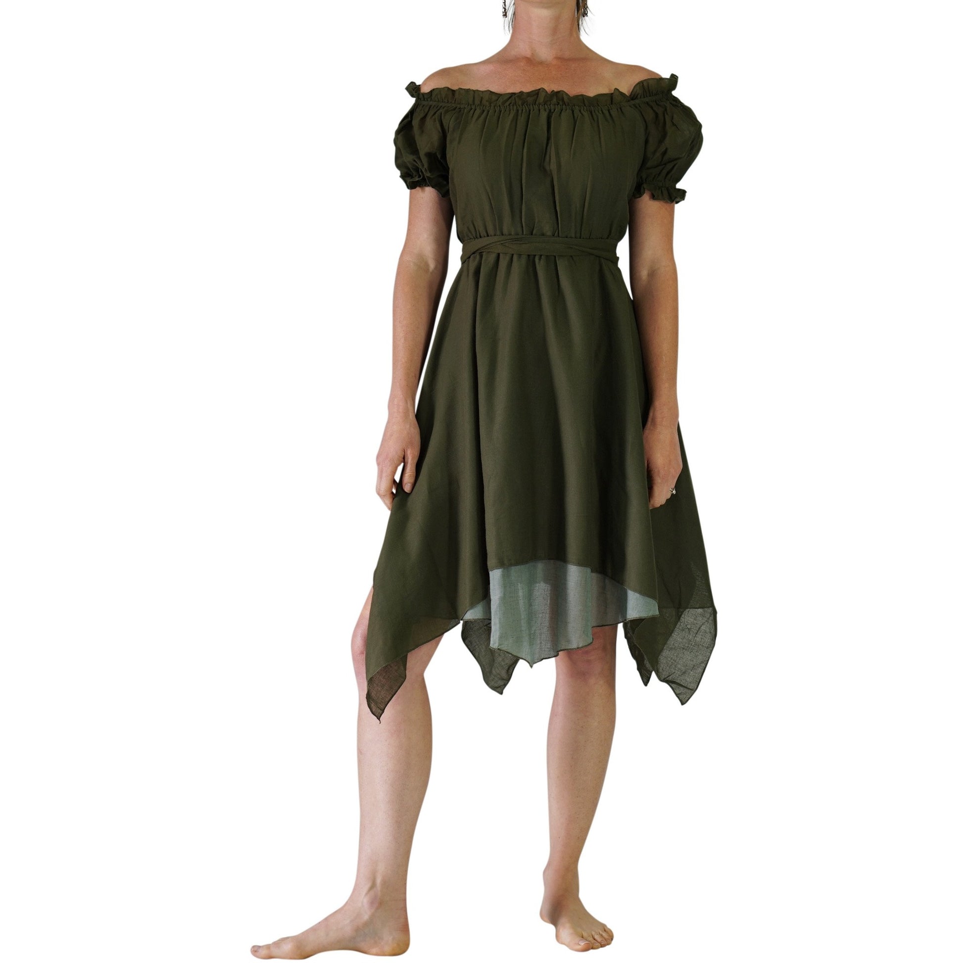 'Short Sleeve Gypsy Dress' - Fern Green - zootzu