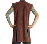 Long Pirate Vest - Stonewashed Brown/Black Buttons - zootzu