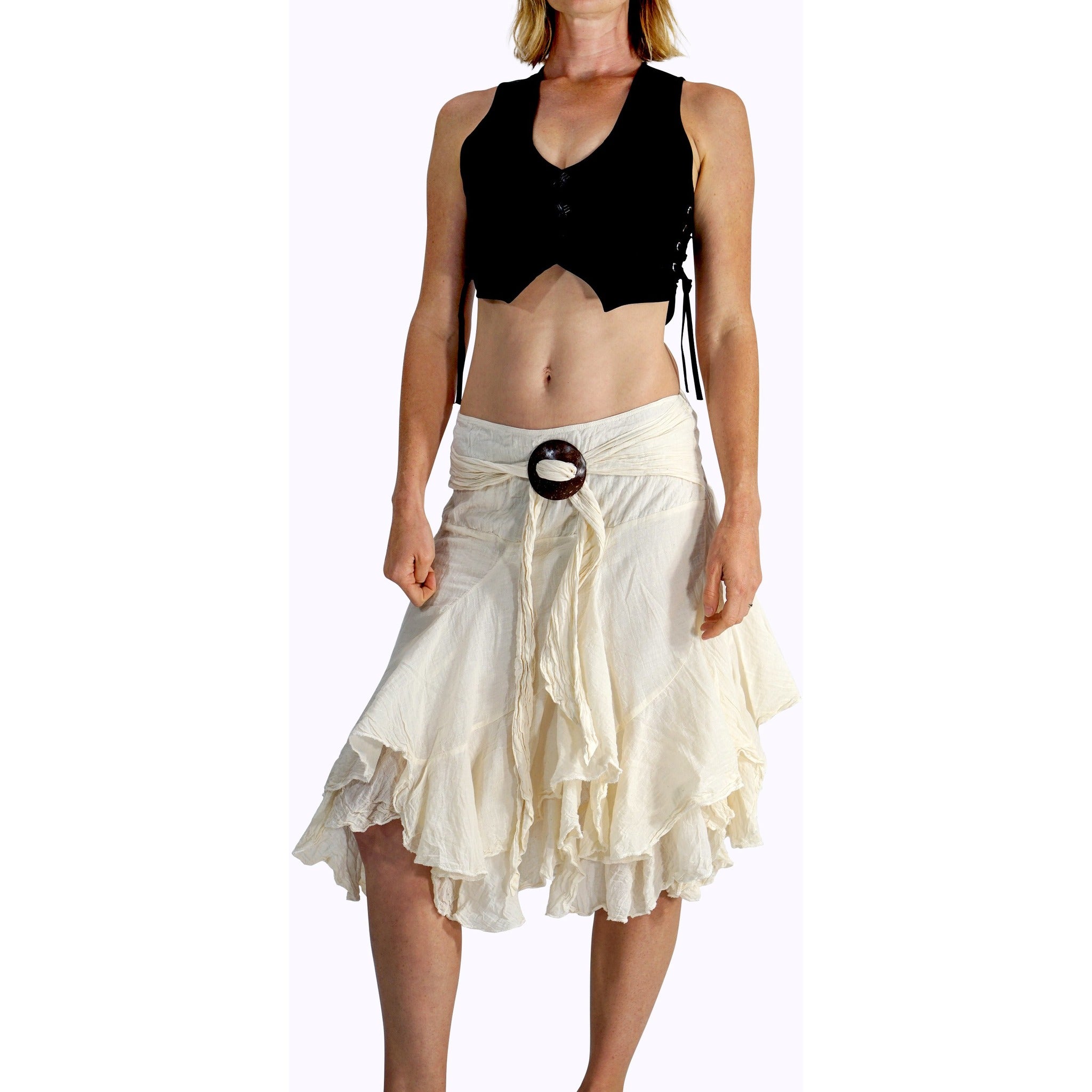 'Willow' Gypsy Pirate Skirt - Cream - zootzu
