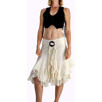 'Willow' Gypsy Pirate Skirt - Cream - zootzu