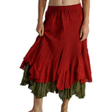 'Two Layer' Gypsy Renaissance Skirt - Orange/Green - zootzu