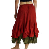 'Two Layer' Gypsy Renaissance Skirt - Orange/Green - zootzu