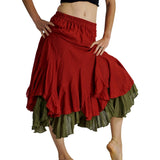 'Two Layer' Gypsy Renaissance Skirt - Orange/Green - zootzu