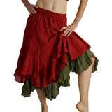 'Two Layer' Gypsy Renaissance Skirt - Orange/Green - zootzu