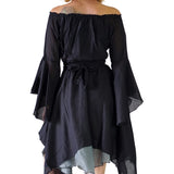 'Bell Sleeve' Renaissance Costume Dress - Black - zootzu