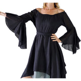 'Bell Sleeve' Renaissance Costume Dress - Black - zootzu