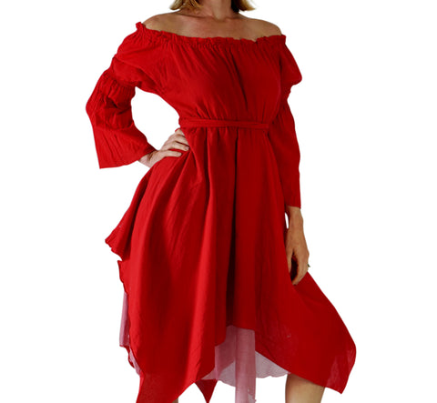'Long Sleeved' Renaissance Festival Dress - Vivid Red