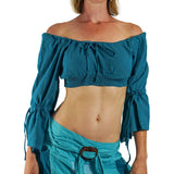 'LS Pull Tie' Gypsy Chemise - Teal - zootzu