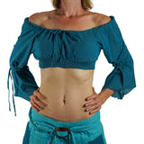 'LS Pull Tie' Gypsy Chemise - Teal - zootzu
