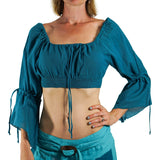 'LS Pull Tie' Gypsy Chemise - Teal - zootzu