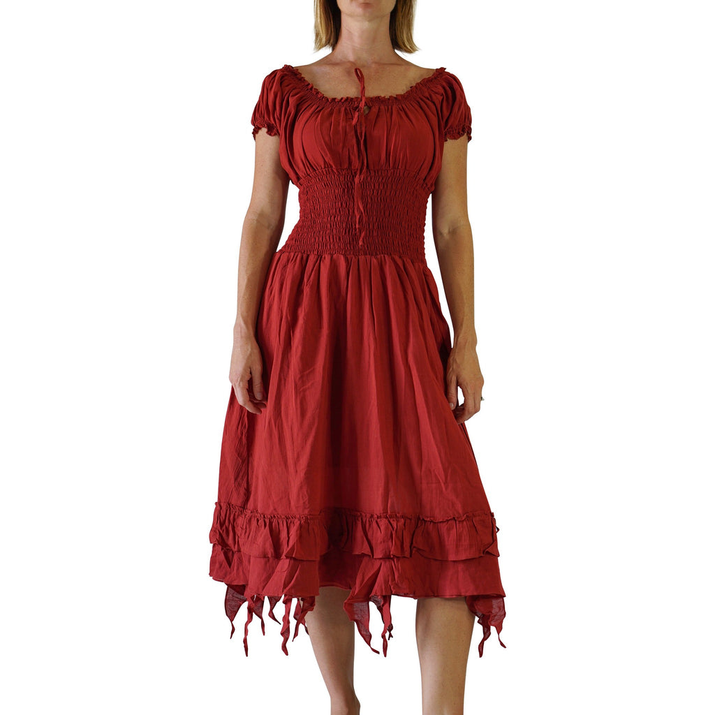 Frill Bottom' Long Steampunk Dress - Maroon – Zootzu Garb