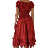 'Frill Bottom' Long Steampunk Dress - Maroon - zootzu