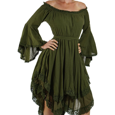 'Lace Dress' Long Sleeve - Green
