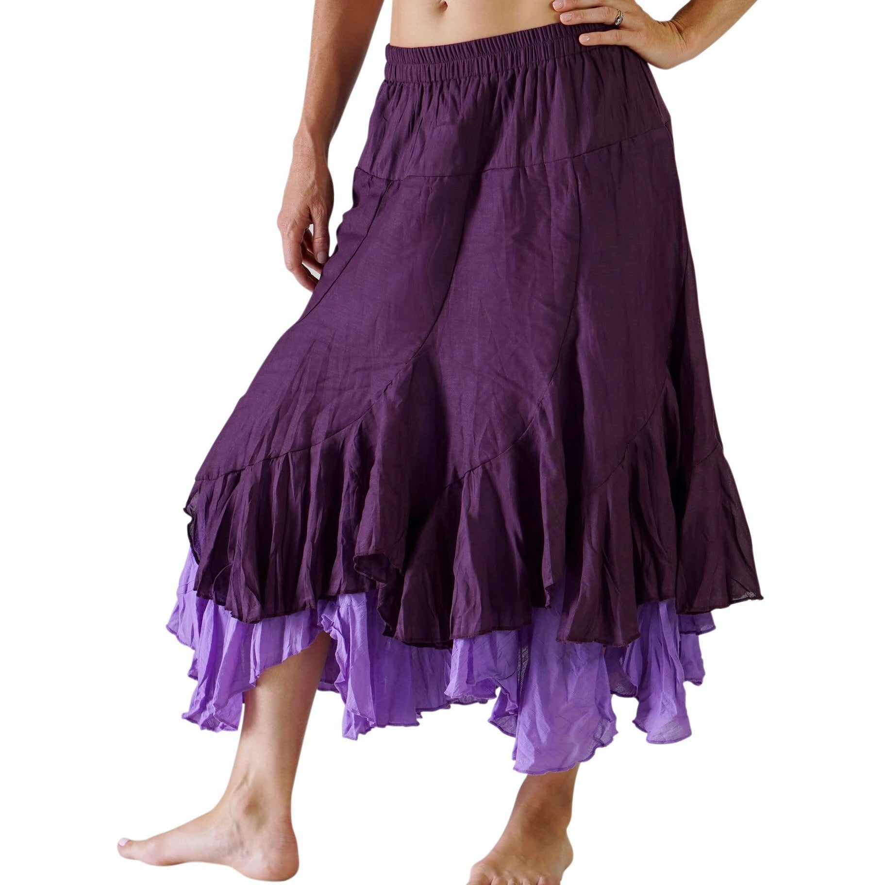 'Two Layer' Gypsy Renaissance Skirt - Purple/Lilac - zootzu