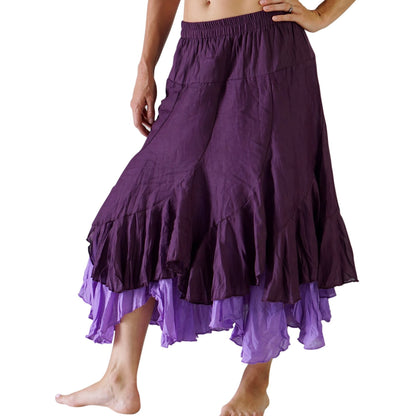 'Two Layer' Gypsy Renaissance Skirt - Purple/Lilac - zootzu