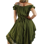 'Lace' Medieval Dress Short Sleeves - Green - zootzu