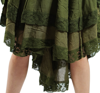 'Lace' Medieval Dress Short Sleeves - Green - zootzu