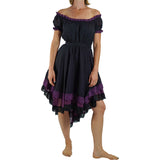 'Lace' Medieval Dress Short Sleeves - Black/Purple - zootzu