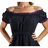 'Lace' Medieval Dress Short Sleeves - Black/Purple - zootzu