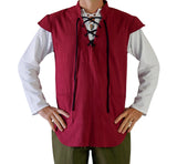 'Lace Front Vest', Medieval Renaissance Costume - Burgundy Red - zootzu