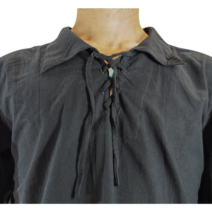 'Merchant' Renaissance Shirt - Black - zootzu
