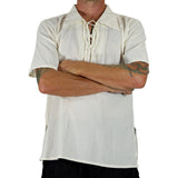 'Merchant' Renaissance Shirt, Short Sleeves - Cream/Off White - zootzu