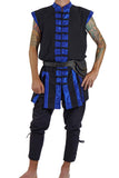 Long Pirate Vest, Silk Trim - Blue - zootzu