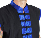 Long Pirate Vest, Silk Trim - Blue - zootzu