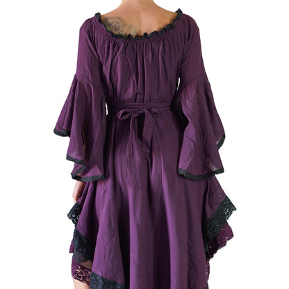 Purple/Black Lace Dress Long Sleeve - zootzu