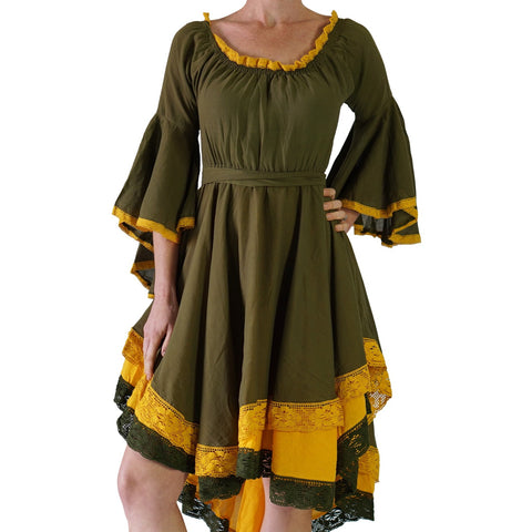 'Lace Dress' Pirate Long Sleeve - Green/Yellow