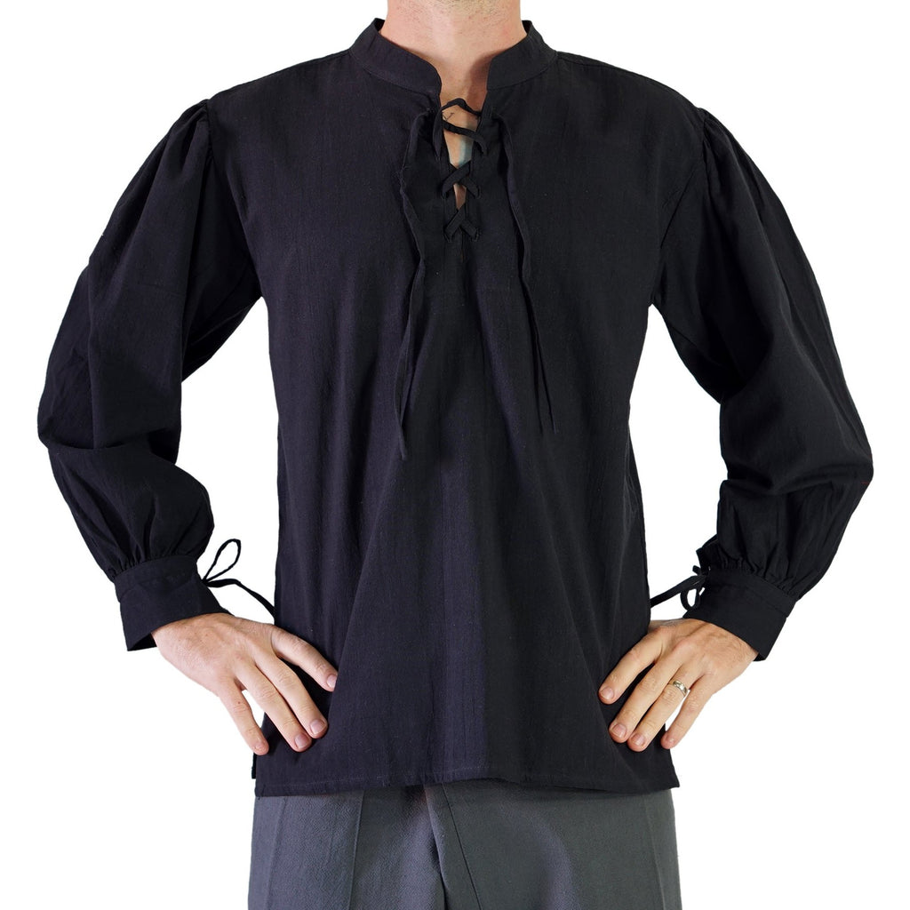 Merchant' Renaissance Shirt, High Collar - Black – Zootzu Garb