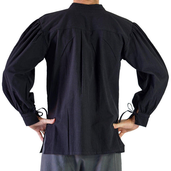 'Merchant' Renaissance Shirt, High Collar - Black – Zootzu Garb