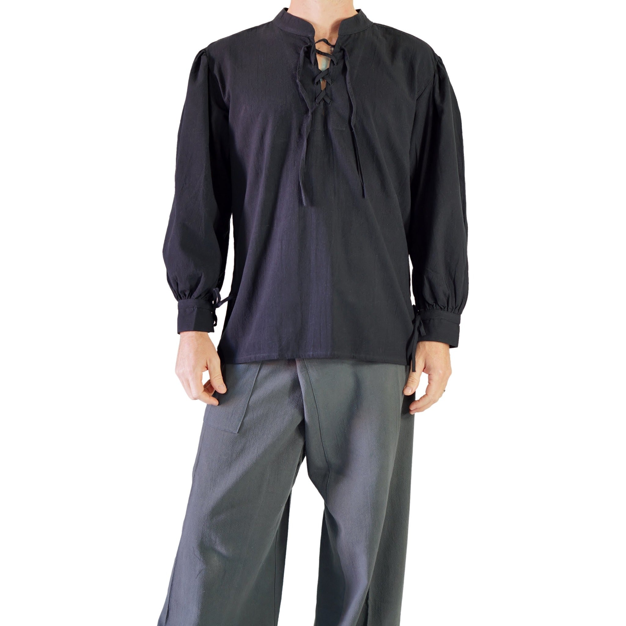 Merchant Shirt High Collar - Black – Zootzu Garb