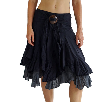 'Willow' Gypsy Pirate Skirt - Black/Gray - zootzu
