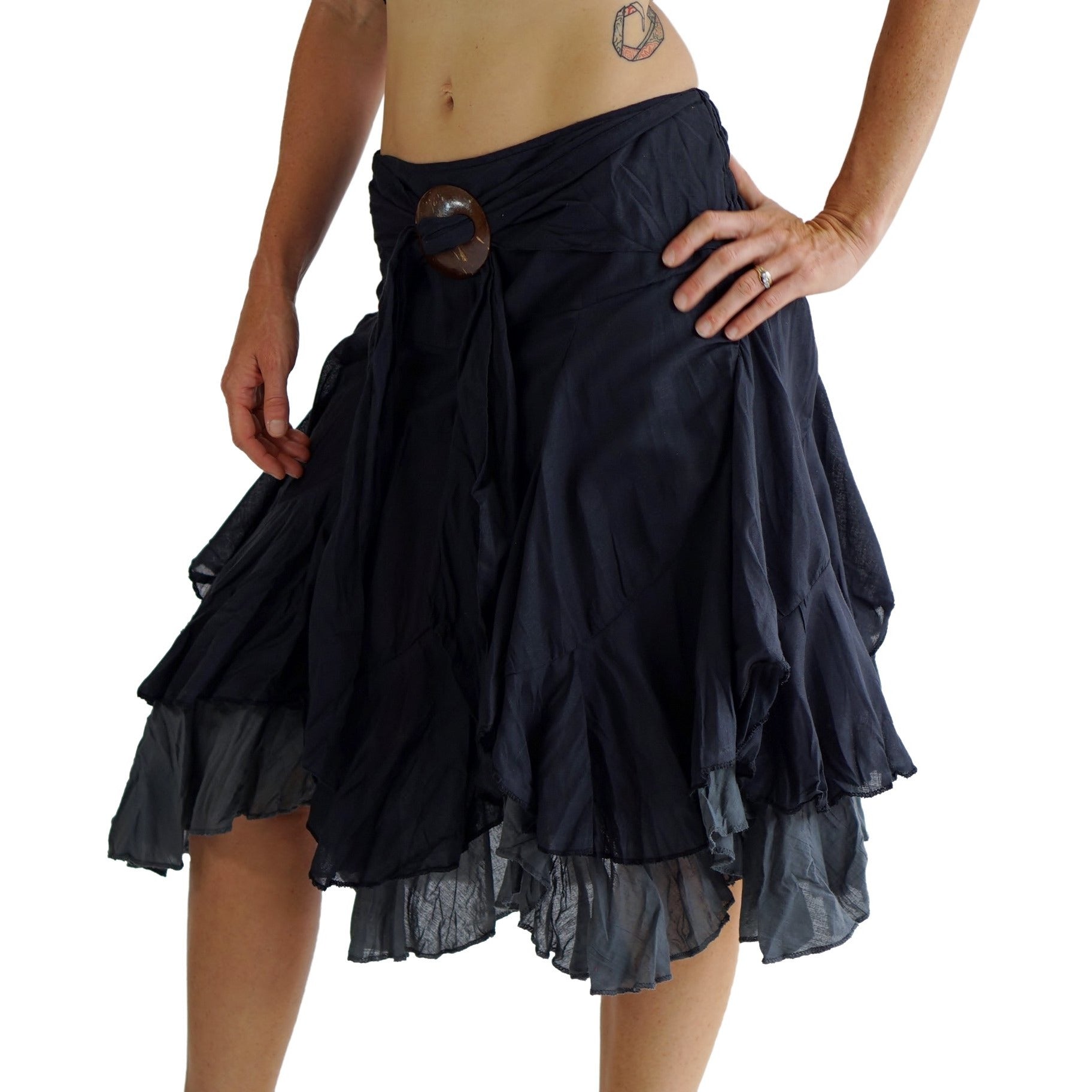 'Willow' Gypsy Pirate Skirt - Black/Gray - zootzu