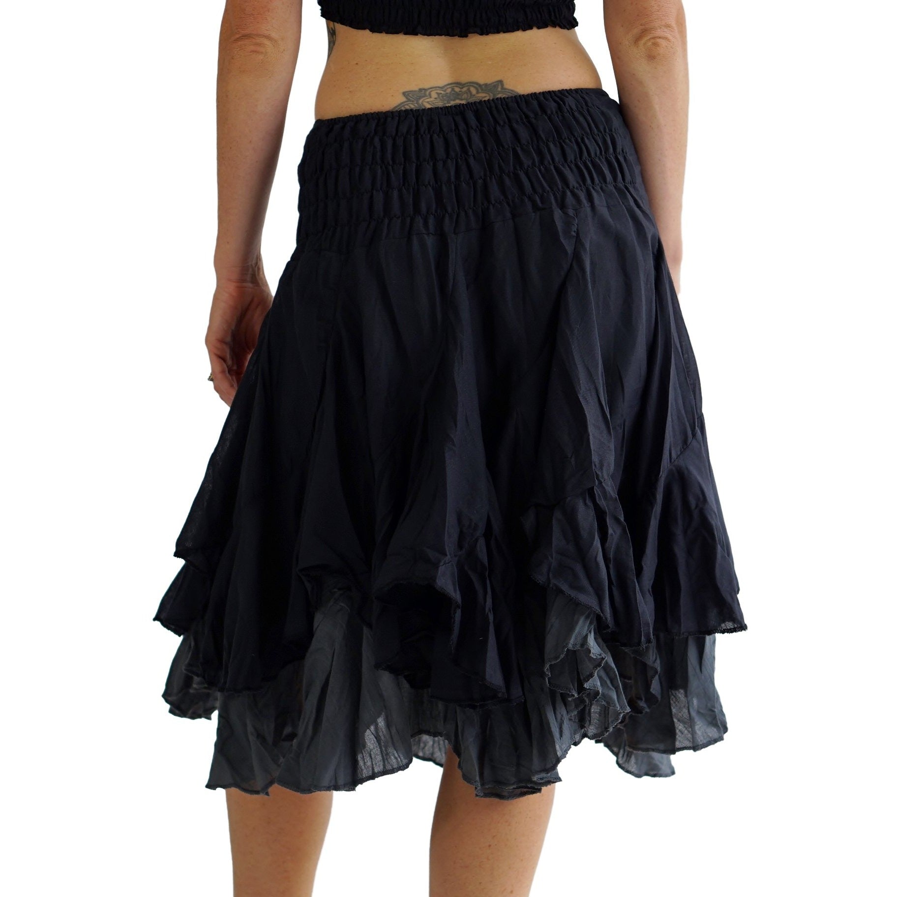 'Willow' Gypsy Pirate Skirt - Black/Gray - zootzu