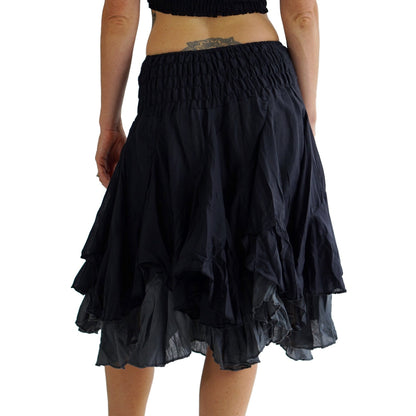 'Willow' Gypsy Pirate Skirt - Black/Gray - zootzu