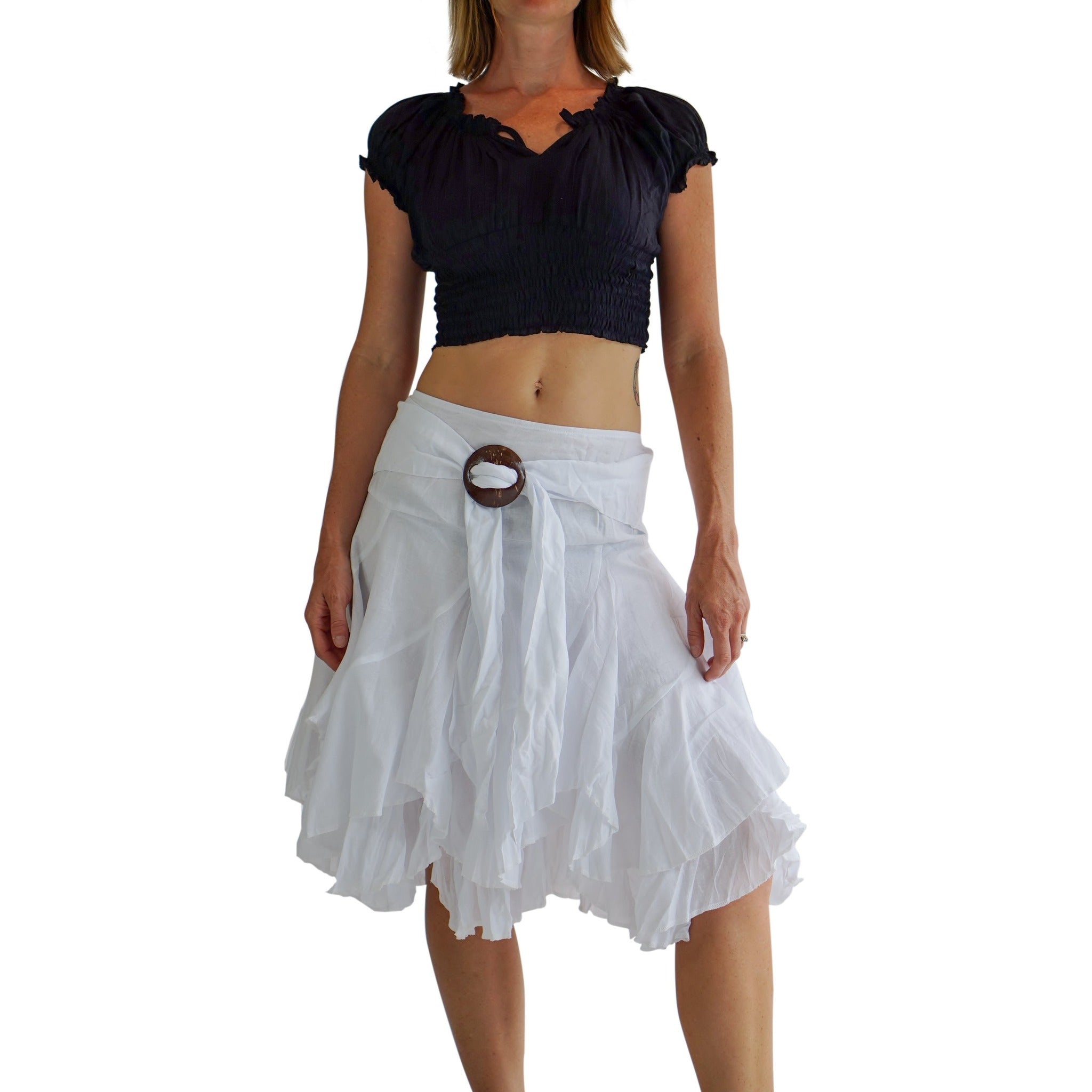 'Willow' Gypsy Pirate Skirt - White - zootzu