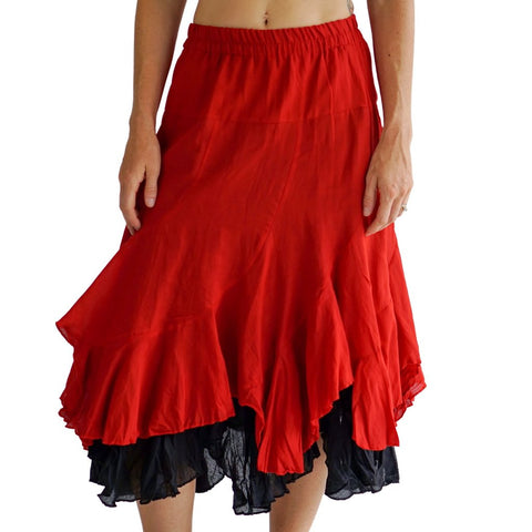 'Two Layer' Renaissance Skirt - Red/Black