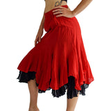 'Two Layer' Gypsy Renaissance Skirt - Red/Black - zootzu