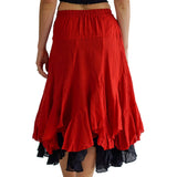 'Two Layer' Gypsy Renaissance Skirt - Red/Black - zootzu