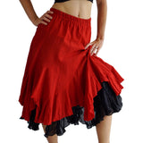 'Two Layer' Gypsy Renaissance Skirt - Red/Black - zootzu