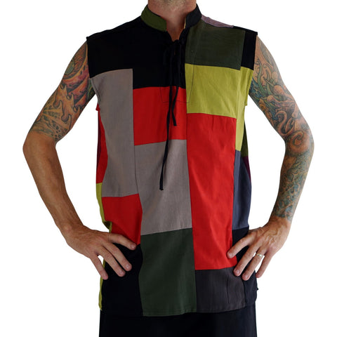 'Rogue' Medieval Sleeveless Shirt - Patchwork