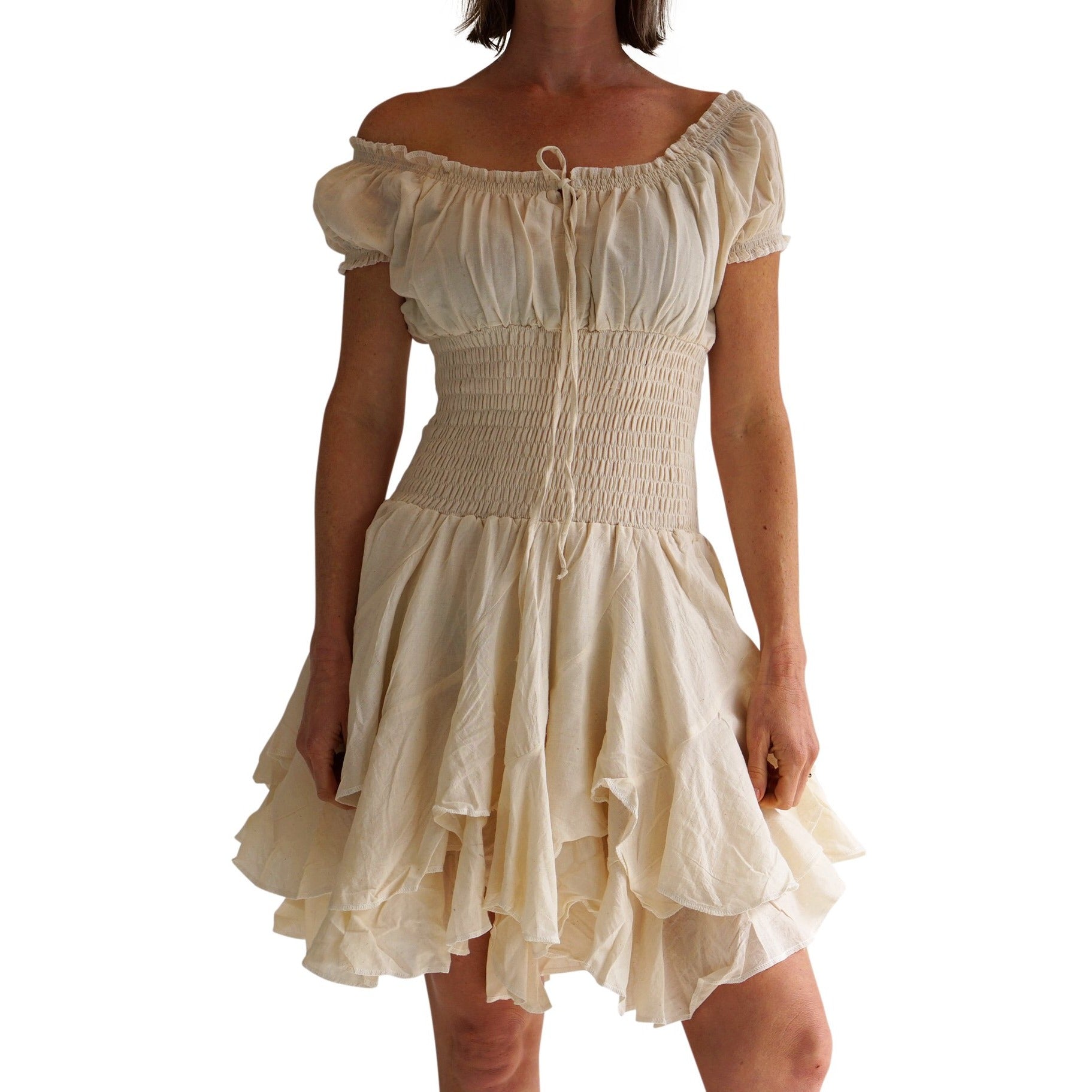 'Willow' Renaissance Gypsy Dress - Cream - zootzu