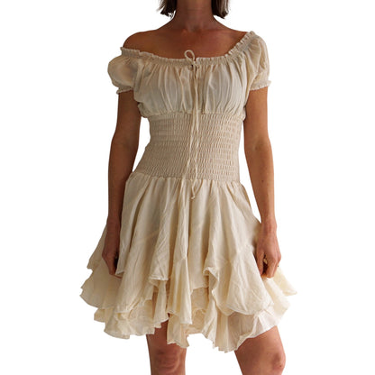'Willow' Renaissance Gypsy Dress - Cream - zootzu