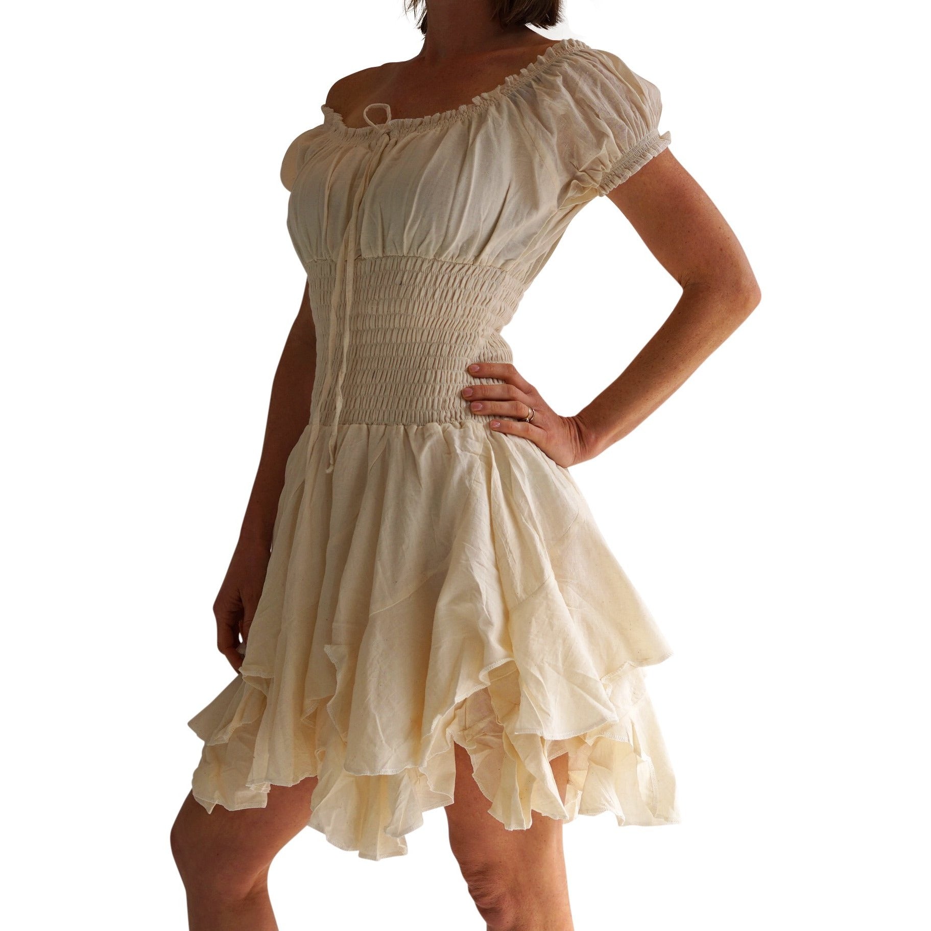 'Willow' Renaissance Gypsy Dress - Cream - zootzu