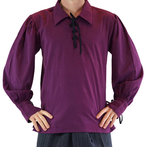 'Merchant' Renaissance Shirt - Wine Purple