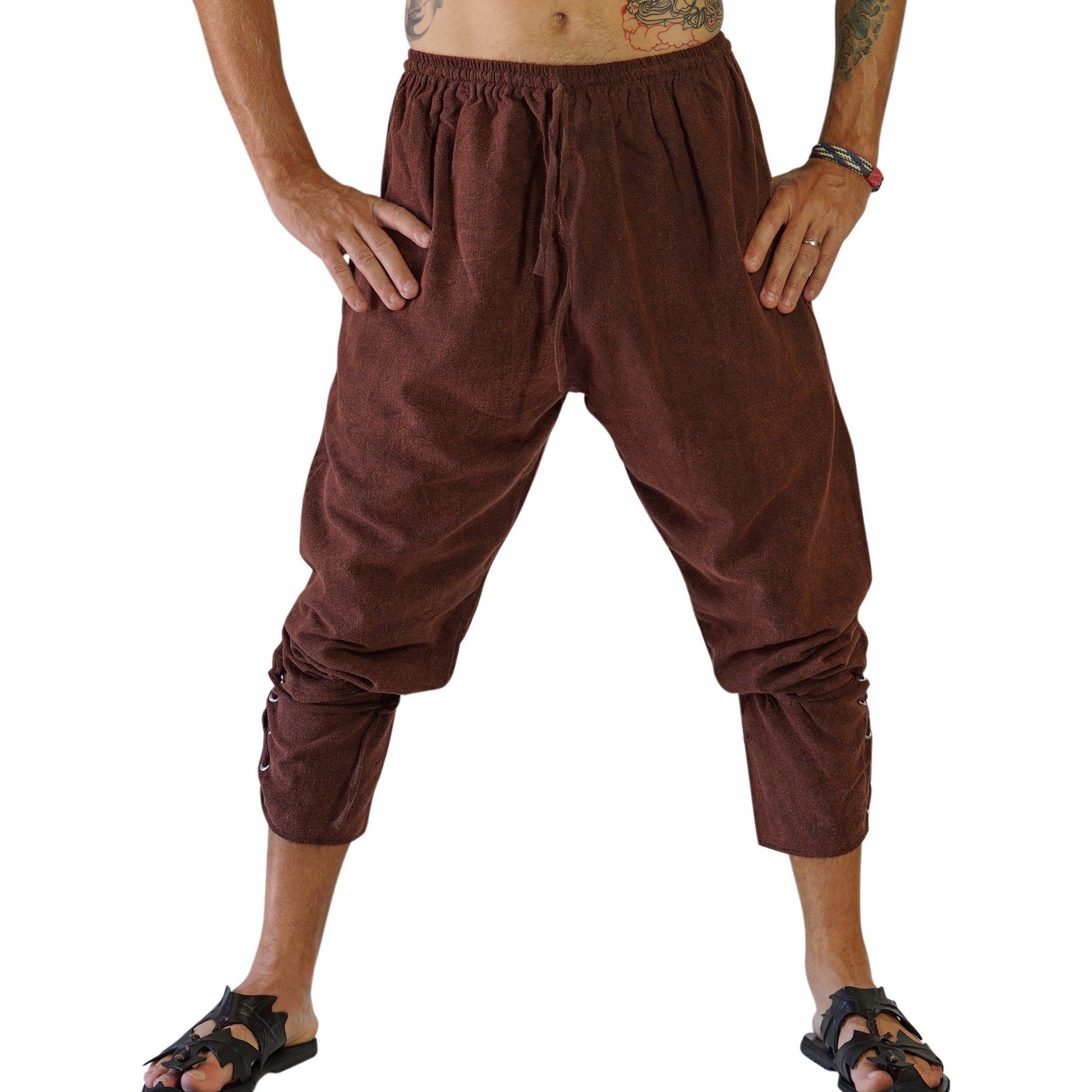 Ankle Cuff Medieval Pants - Stonewashed Brown - zootzu
